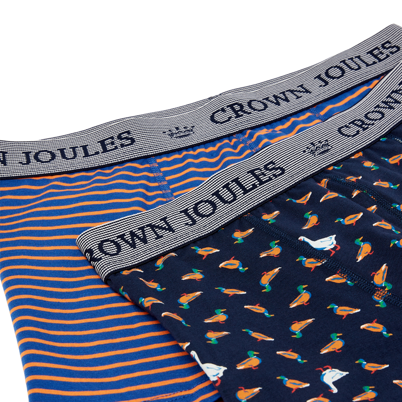 Joules Crown Joules Cotton Boxers 2 Pack - Navy Duck Goose-2
